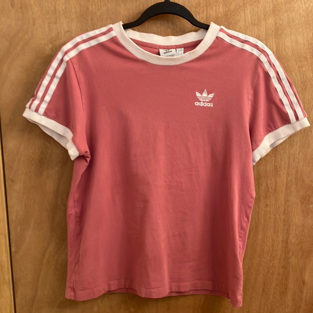 Adidas pink and white shirt sleeves casual t-shirt size XS